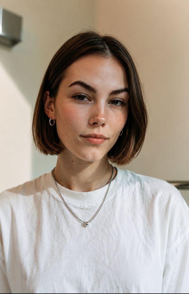Ludivine avec un carr&eacute; naturel plat.